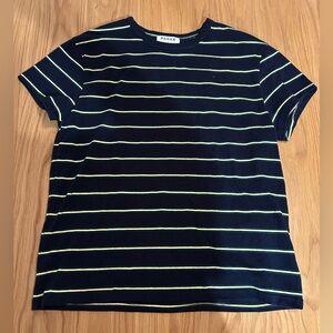 Parke Cotton Tee Denim Stripe Size Large